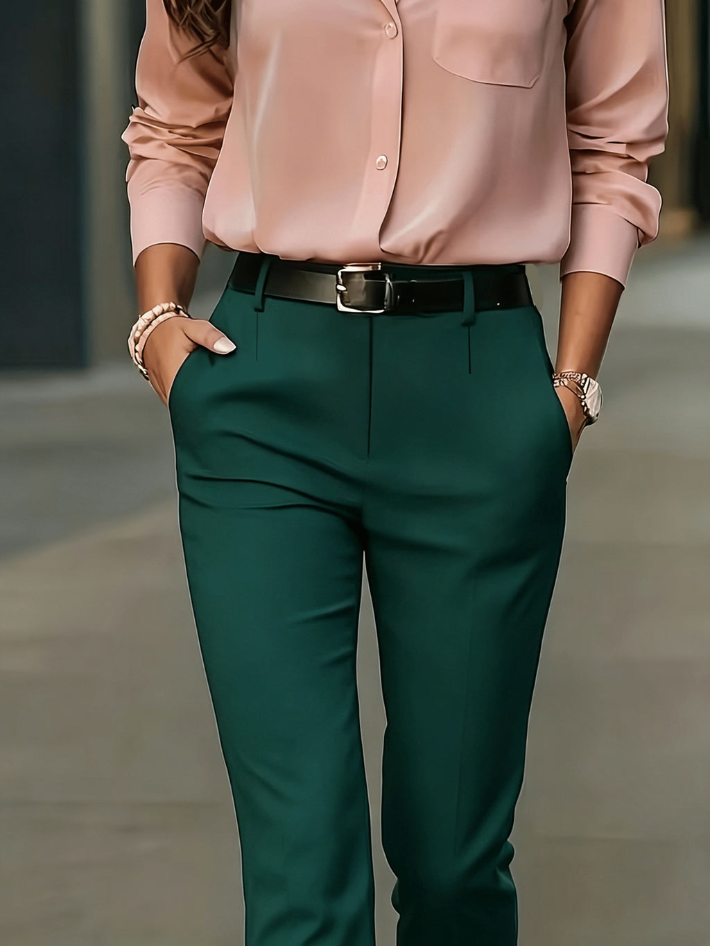 Apricot high-waisted slim-fit pencil Trousers