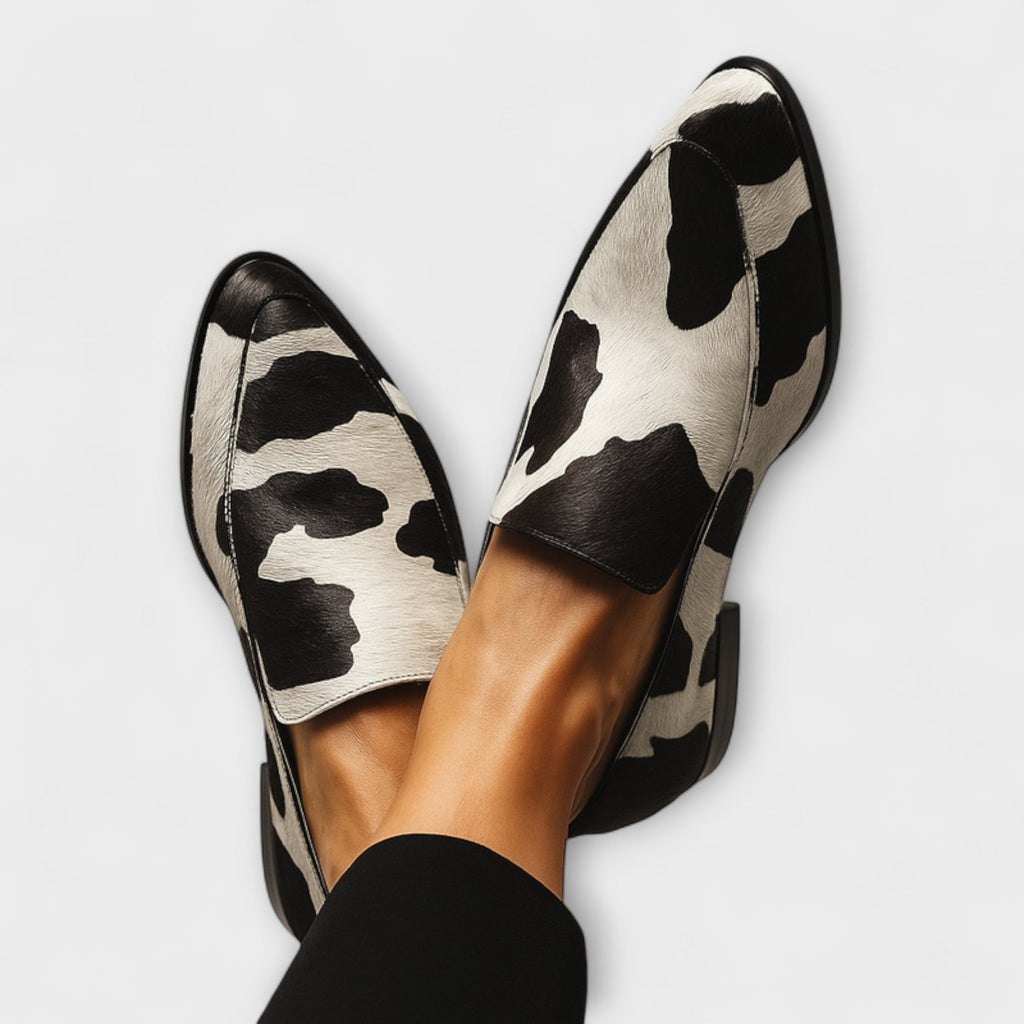 Women's orthopaedic support loafers with subtle printed texture, side view