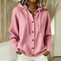 Hooded button-down cardigan, front view