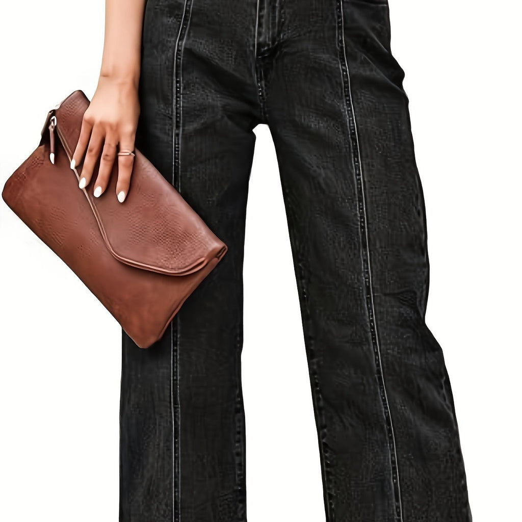 High-Waist Cropped Straight-Leg Jeans