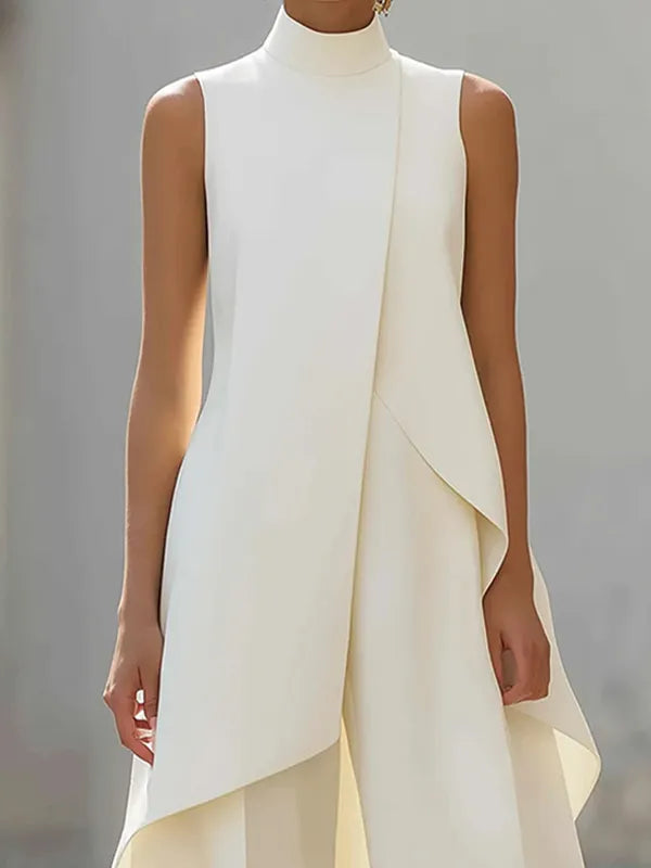 Cream white wide leg trouser co-ord set, back view