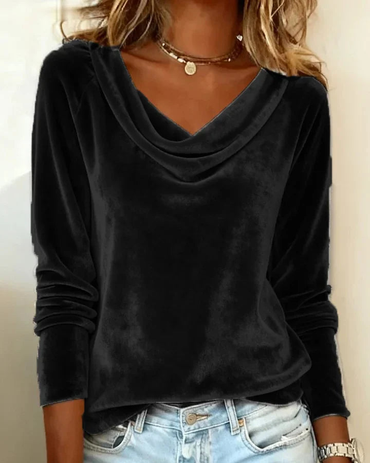 Women's Long Sleeve Velvet Blouse
