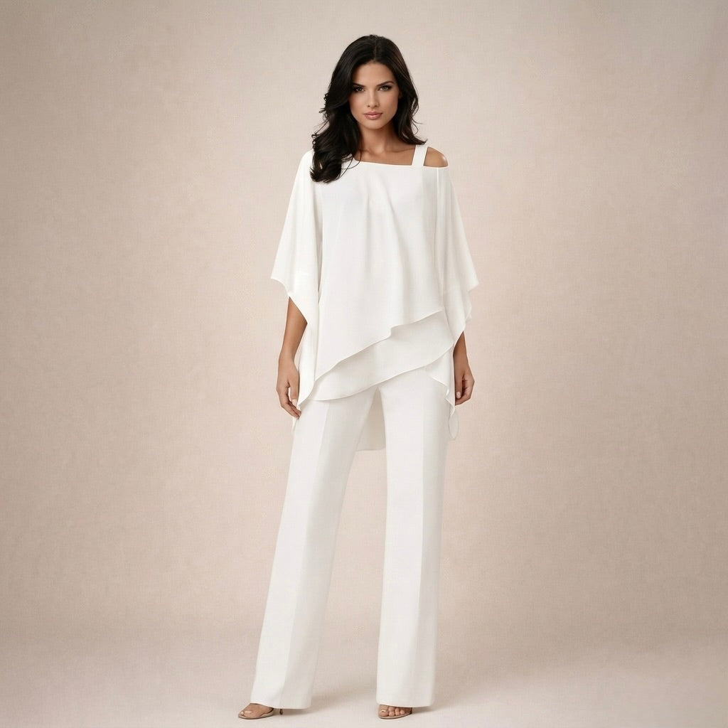Women's off shoulder top and wide leg pants set