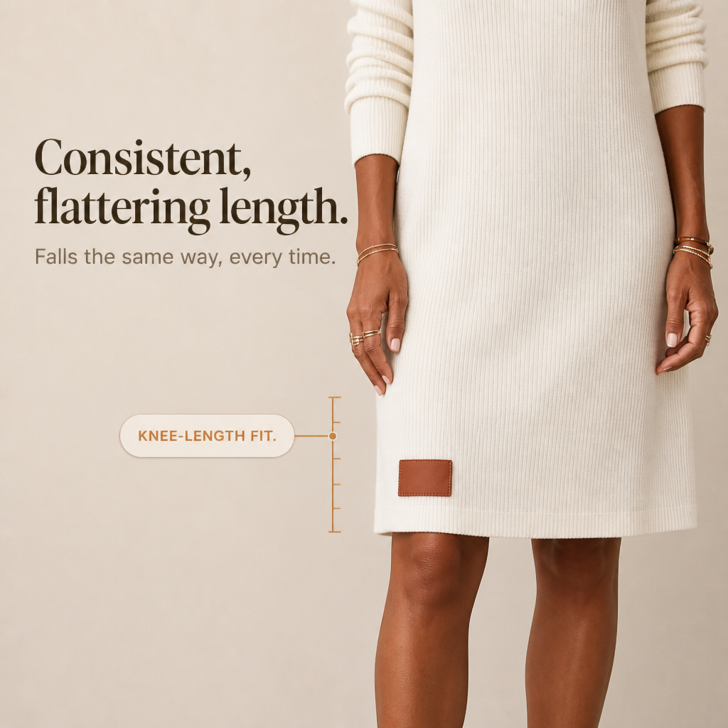 White Ribbed Knit Cowl Neck Mini Dress