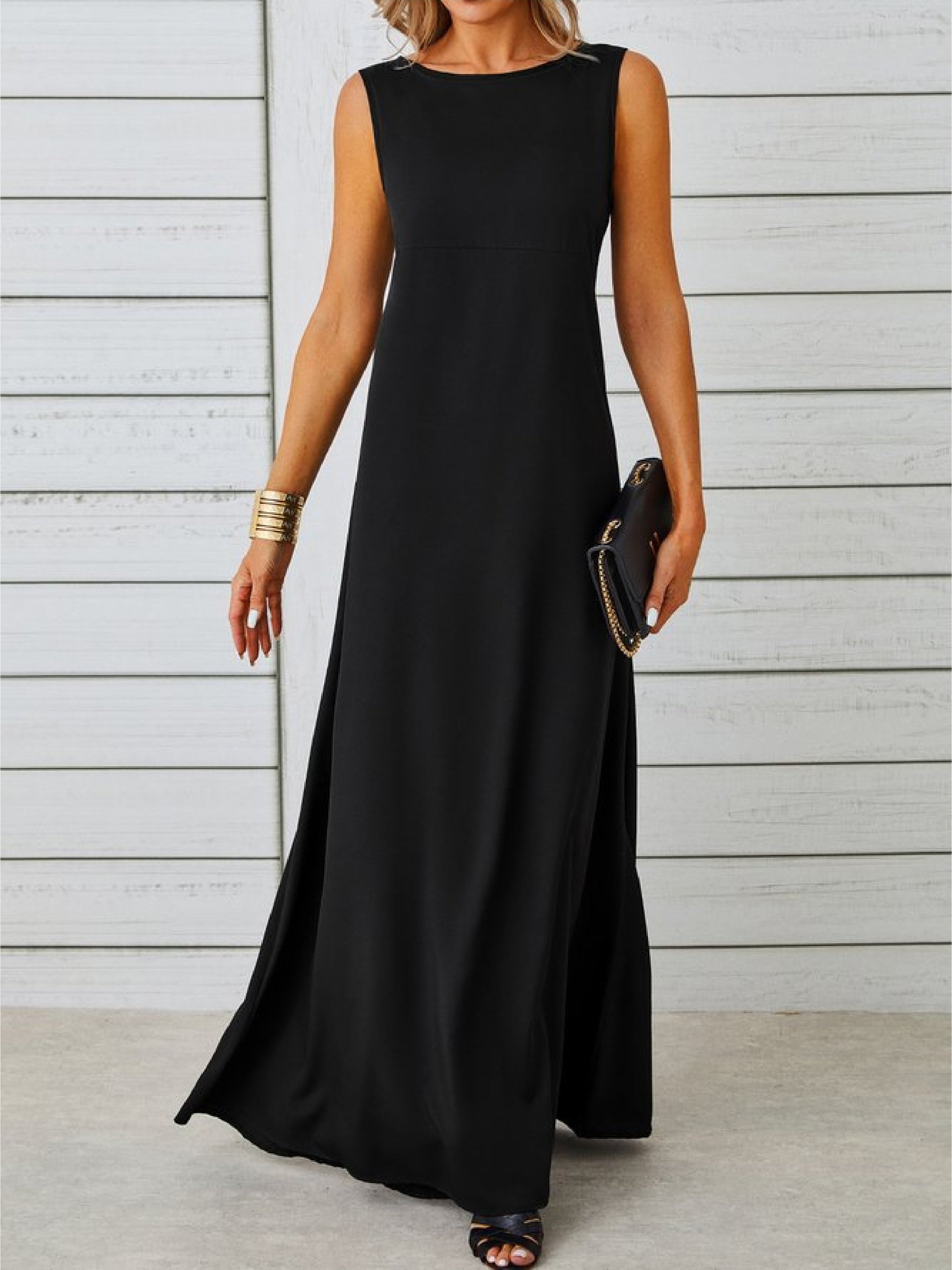 Elegant sleeveless fit and flare long evening dress | Alba Muse