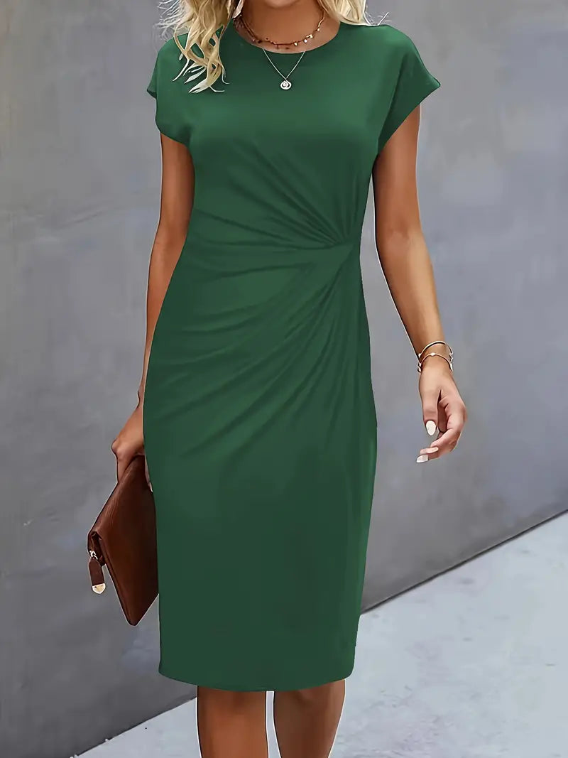 Women's short sleeve mini dress back view bodycon fit