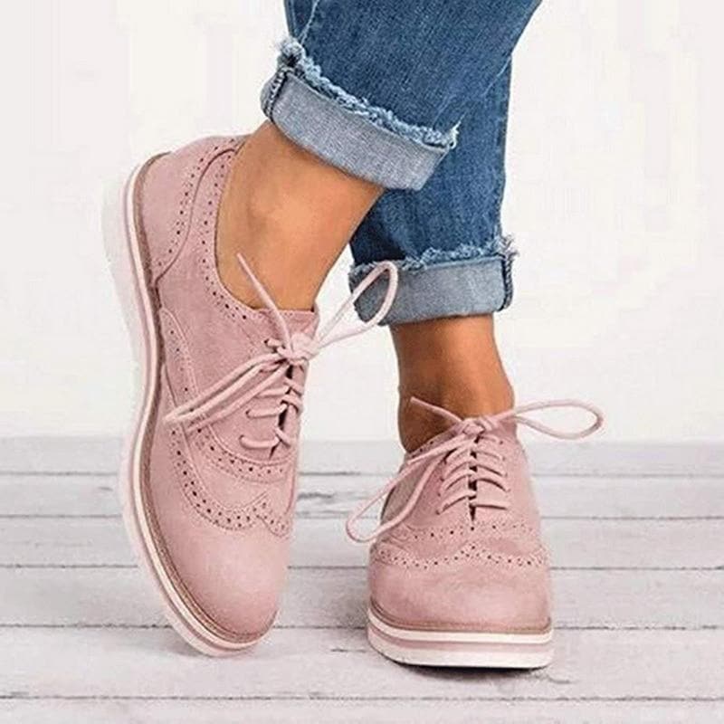 Pink Suede Derby Shoes, front view