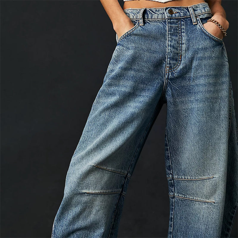 High-Waist Barrel Leg Relaxed Jeans