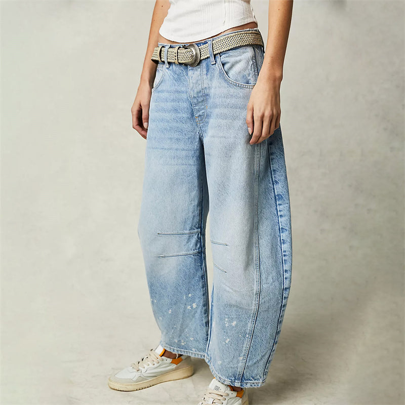 High-Waist Barrel Leg Relaxed Jeans