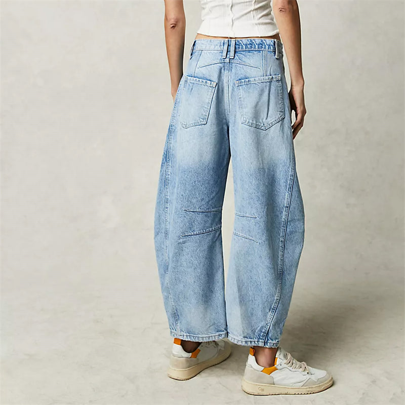 High-Waist Barrel Leg Relaxed Jeans