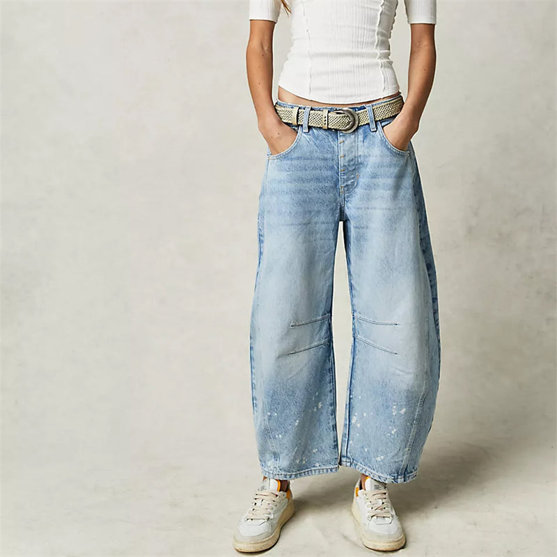 High-Waist Barrel Leg Relaxed Jeans