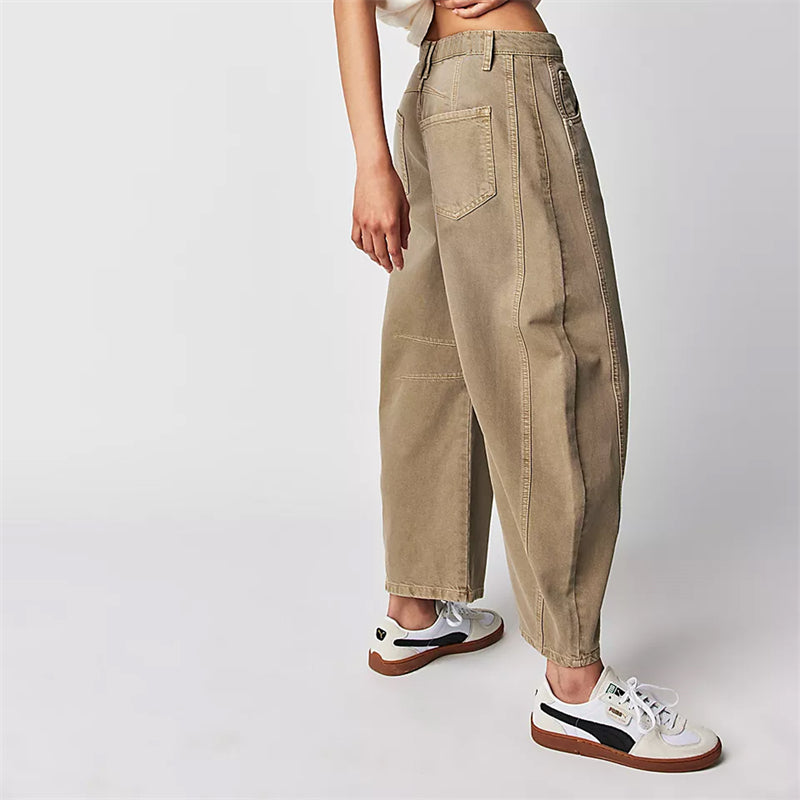 High-Waist Barrel Leg Relaxed Jeans