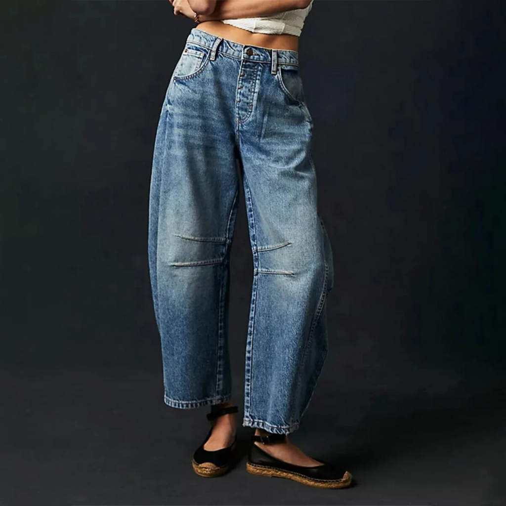 High-Waist Barrel Leg Relaxed Jeans