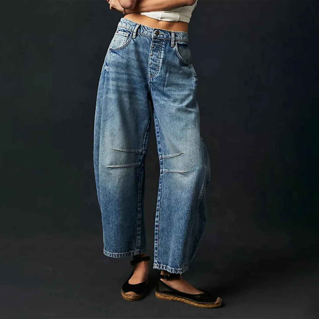 High-Waist Barrel Leg Relaxed Jeans