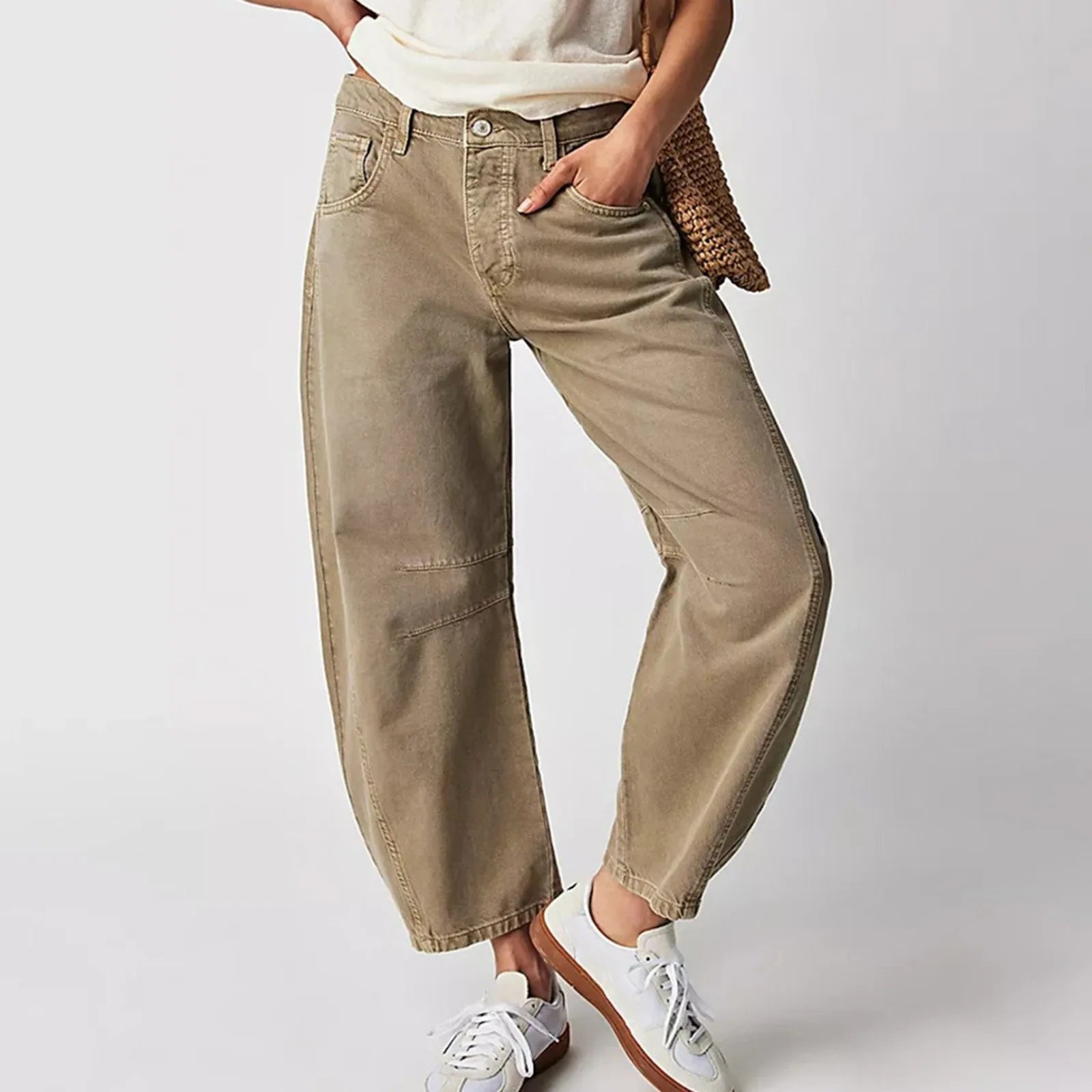 High-Waist Barrel Leg Relaxed Jeans