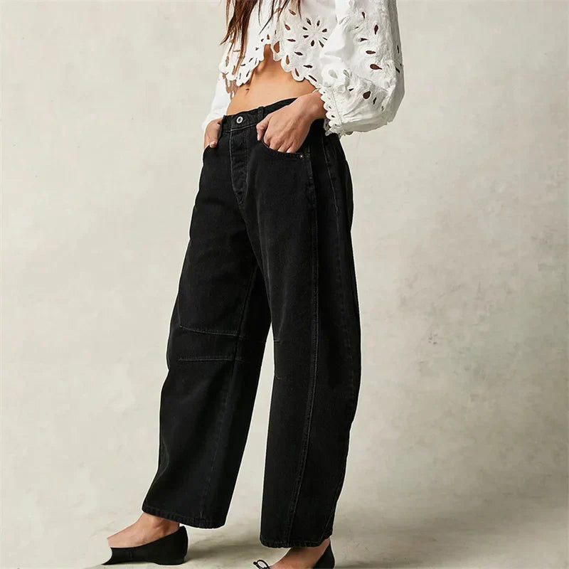 High-Waist Barrel Leg Relaxed Jeans