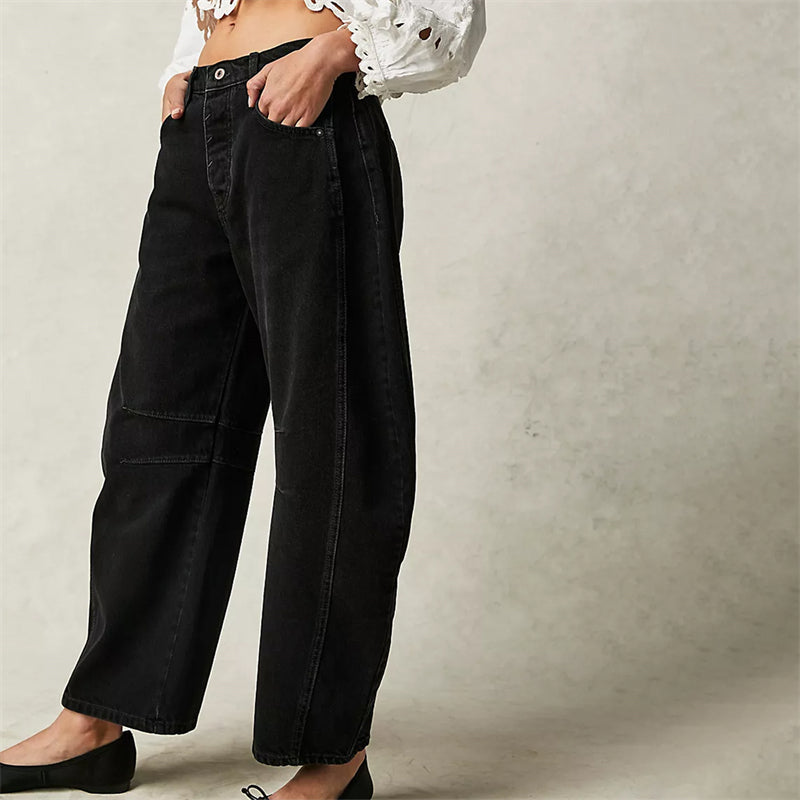 High-Waist Barrel Leg Relaxed Jeans