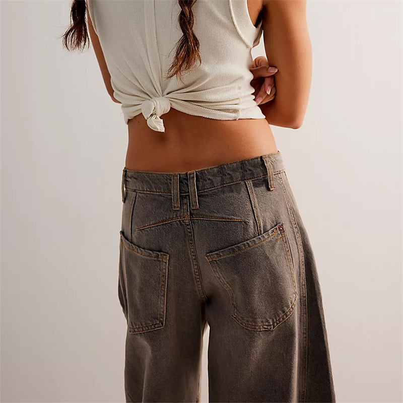 High-Waist Barrel Leg Relaxed Jeans