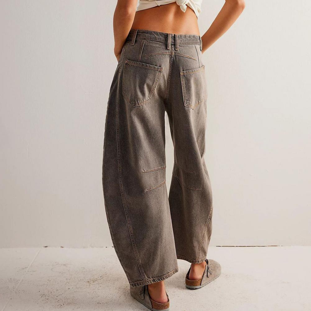High-Waist Barrel Leg Relaxed Jeans