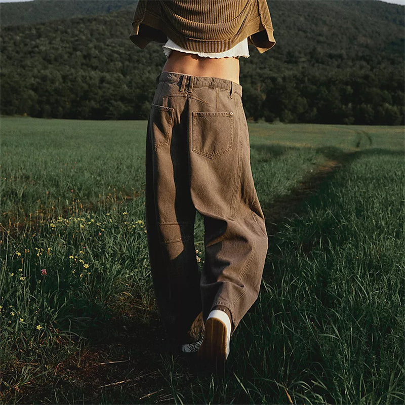 High-Waist Barrel Leg Relaxed Jeans