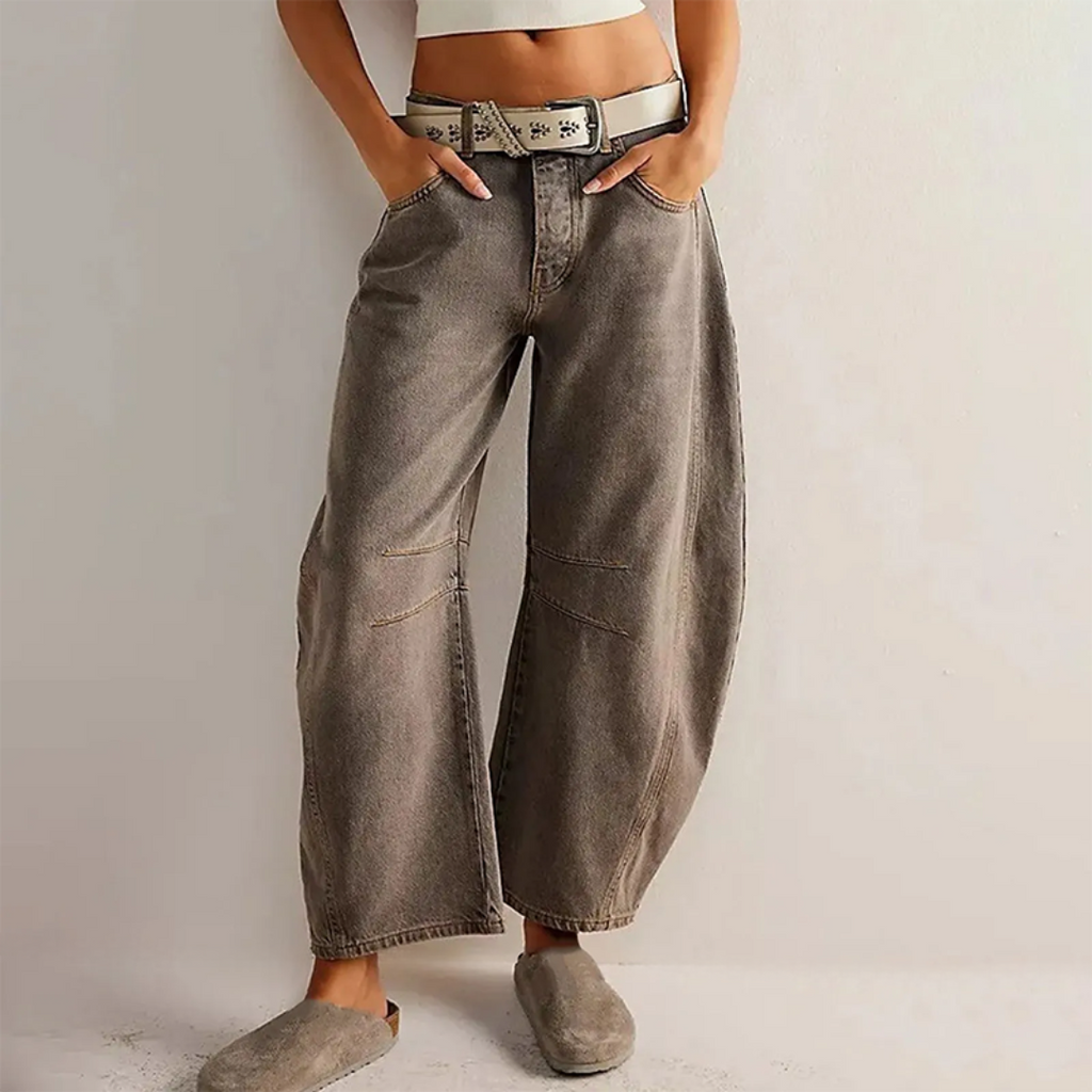 High-Waist Barrel Leg Relaxed Jeans