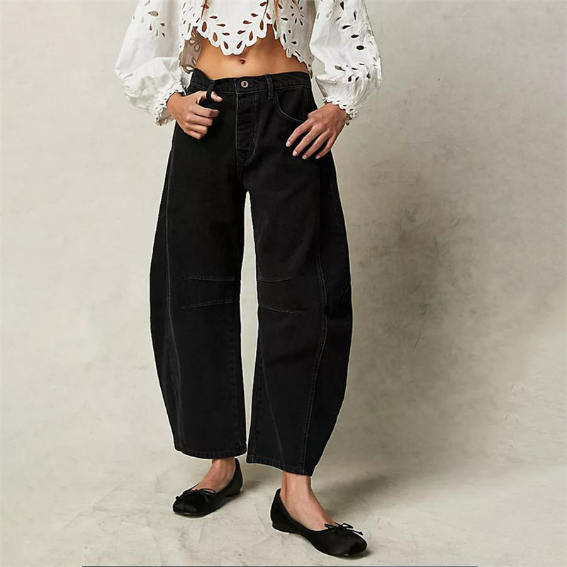High-Waist Barrel Leg Relaxed Jeans