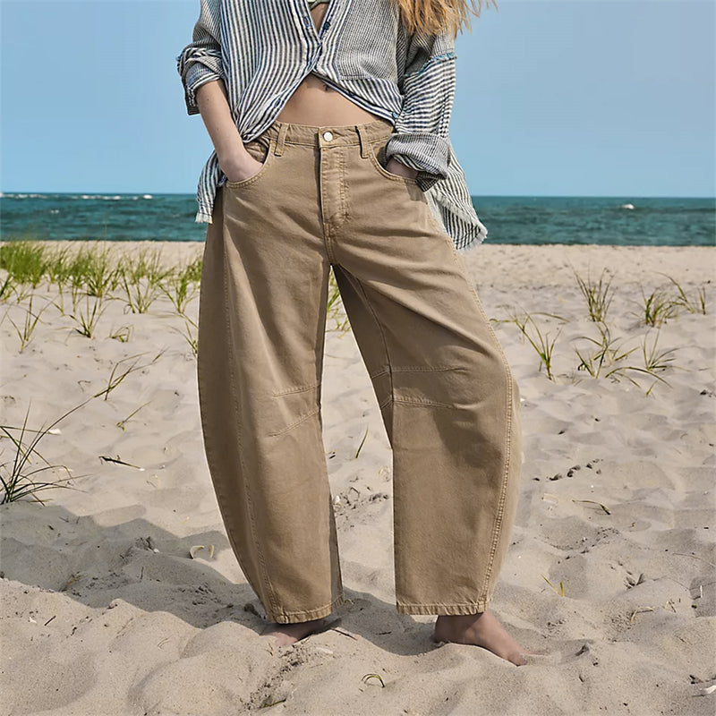 High-Waist Barrel Leg Relaxed Jeans