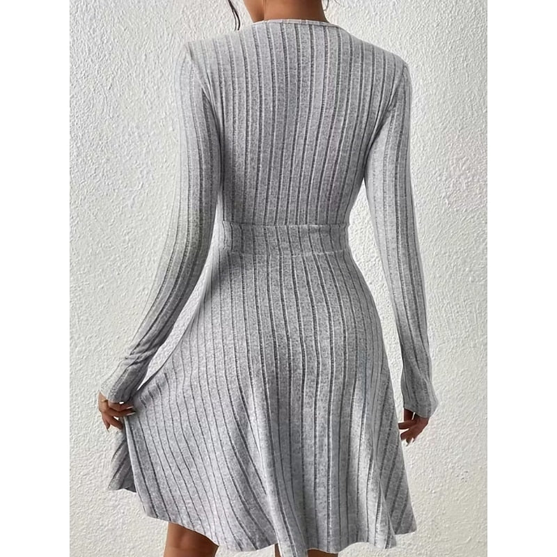 Light Purple Wrap Neck A-Line Mini Dress