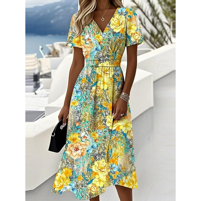 Floral midi dress for weddings and garden parties