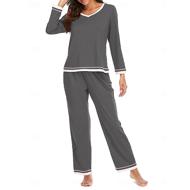 Wine relaxed V-neck Loungewear Set