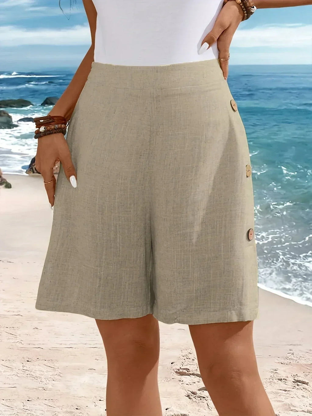 Button Side Relaxed Fit Shorts
