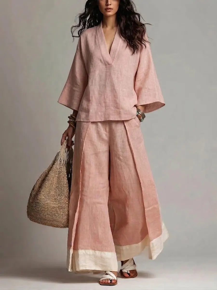 Cotton linen co-ord set, back view