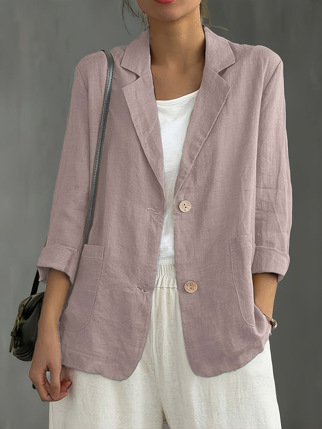 Classic Linen Blazer with Patch Pockets