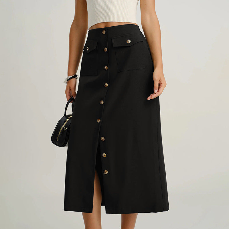 Elegant Retro Slimming Midi Skirt