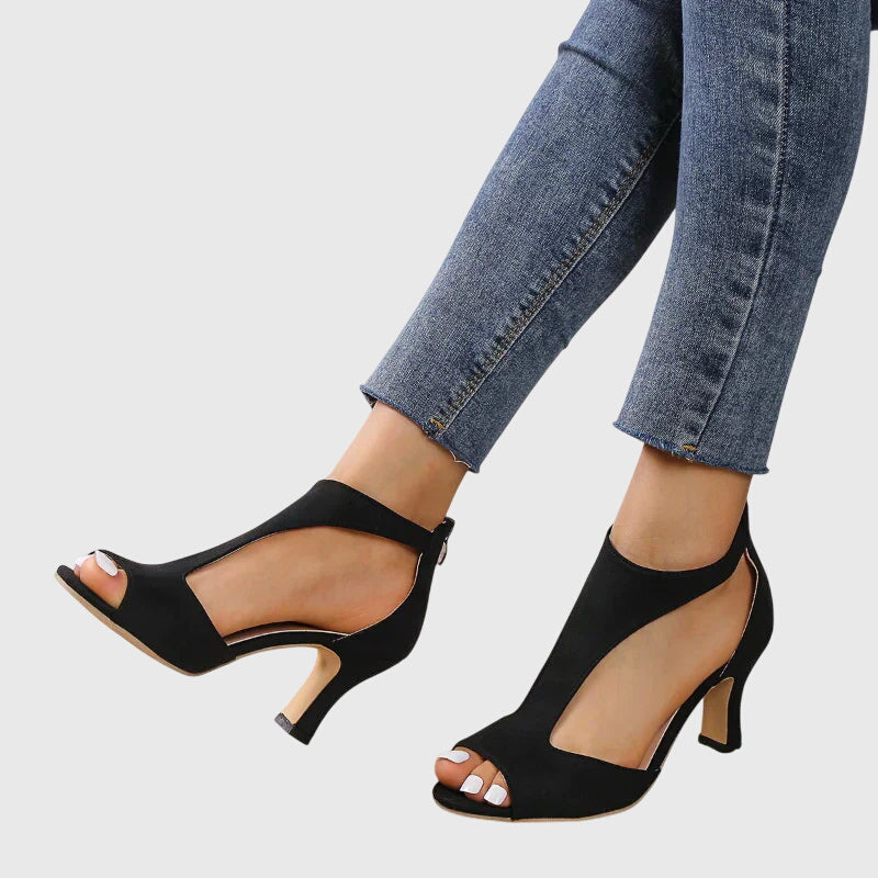 Women's block heels full view in multiple colourways