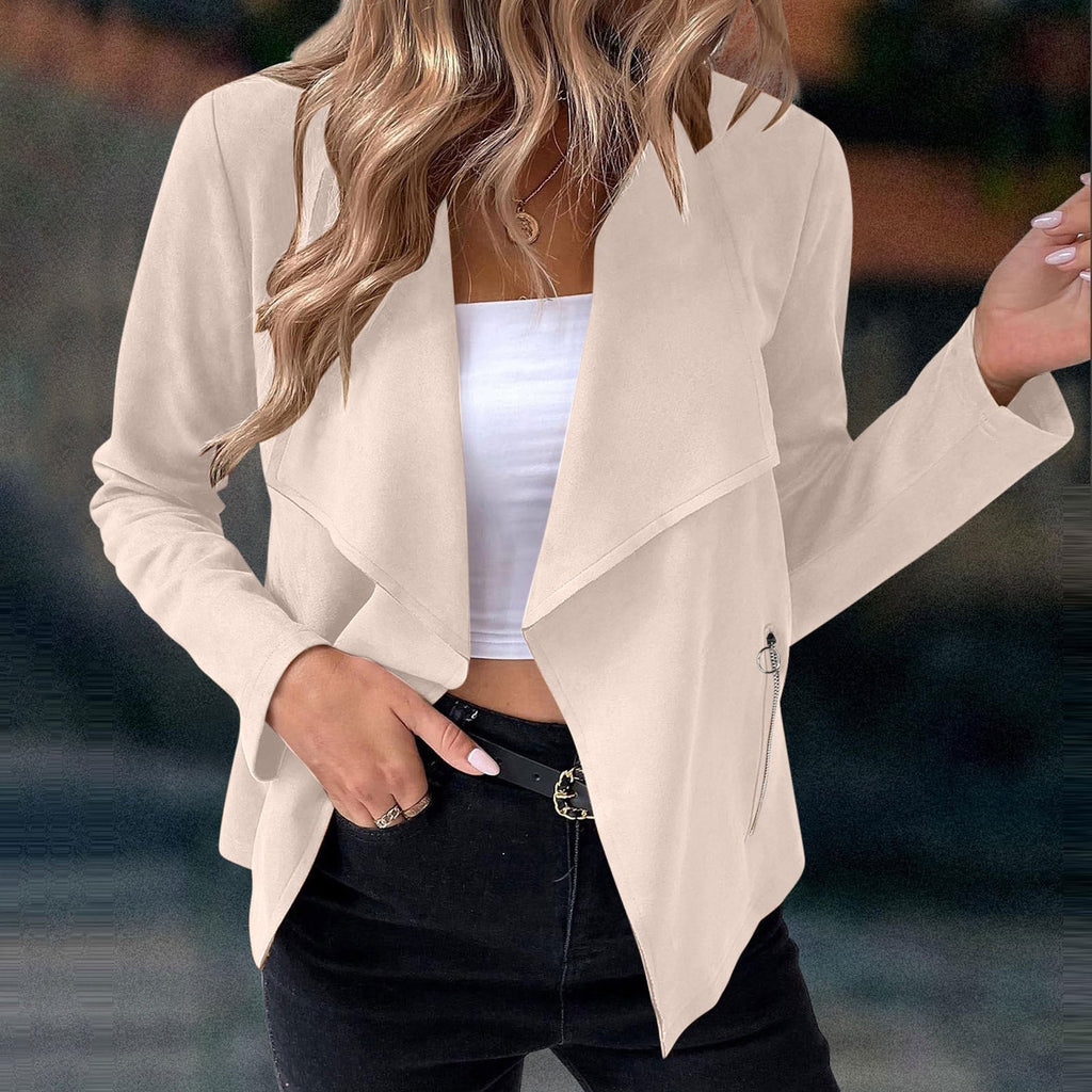 Khaki draped open front Jacket