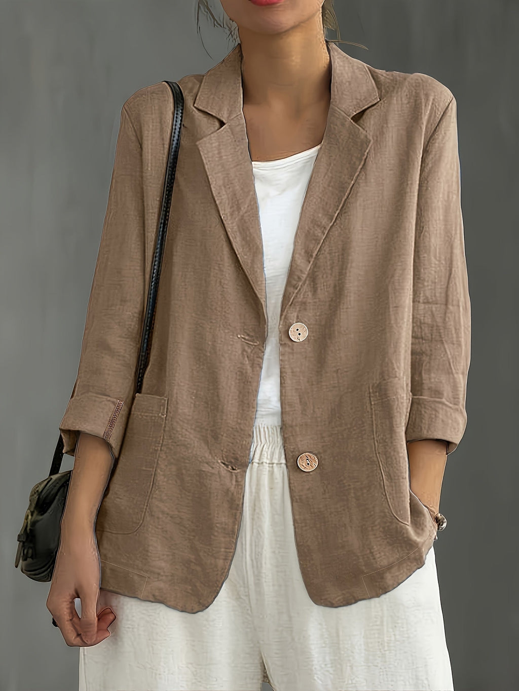 Classic Linen Blazer with Patch Pockets