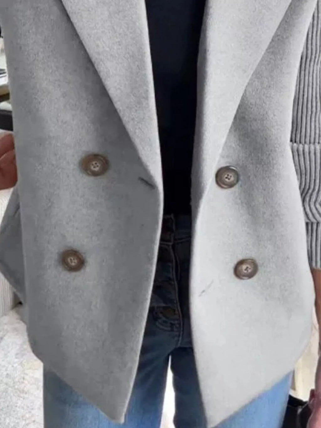 Mid-Length Shawl Collar Overcoat with Buttoned Front