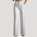 White high-waist wide-leg trousers, front view