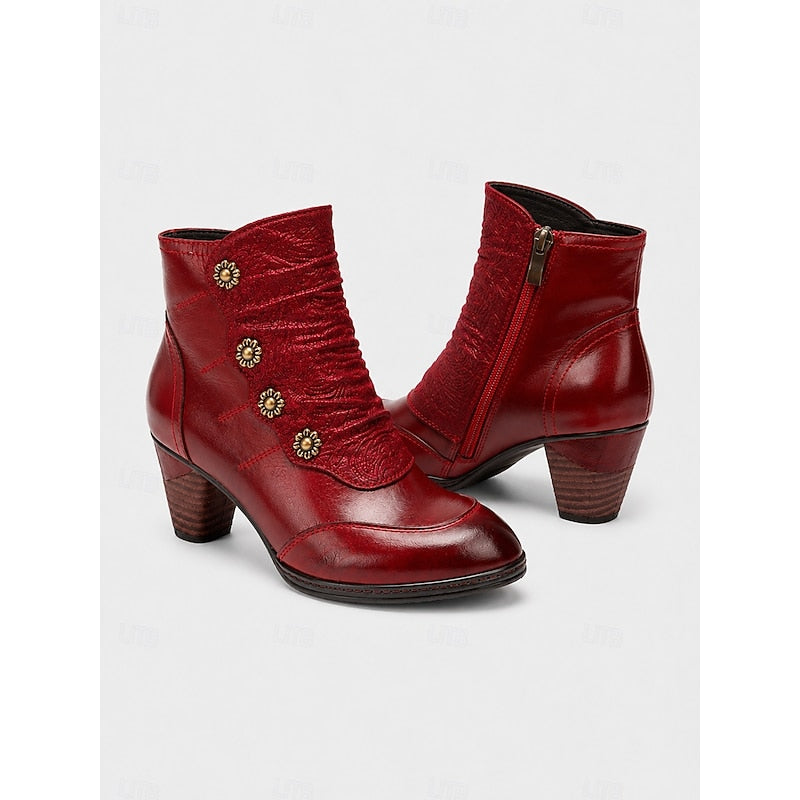 Wine Ankle Boots