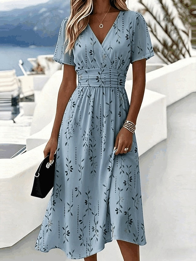 Floral Wrap Waist Midi Dress – Wedding Guest
