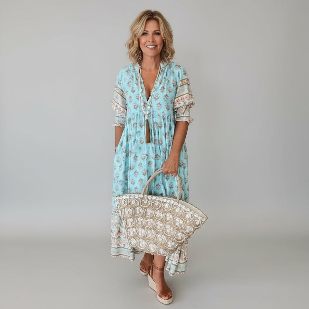 Ailsa women's summer midi dress, side view