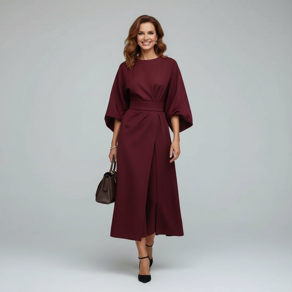 Eleanor - Elegant Belted Midi Dress