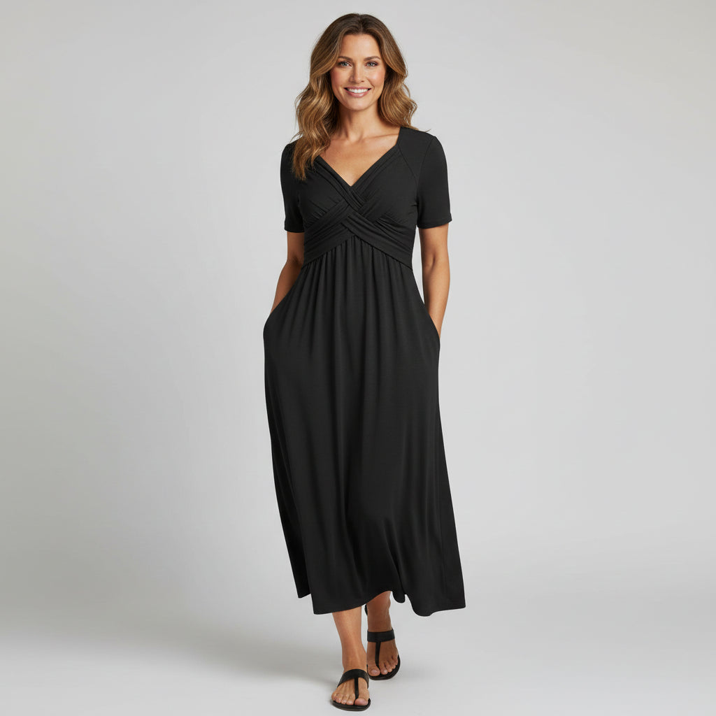 Lillian - Elegant Flowing V-Neck Midi Dress