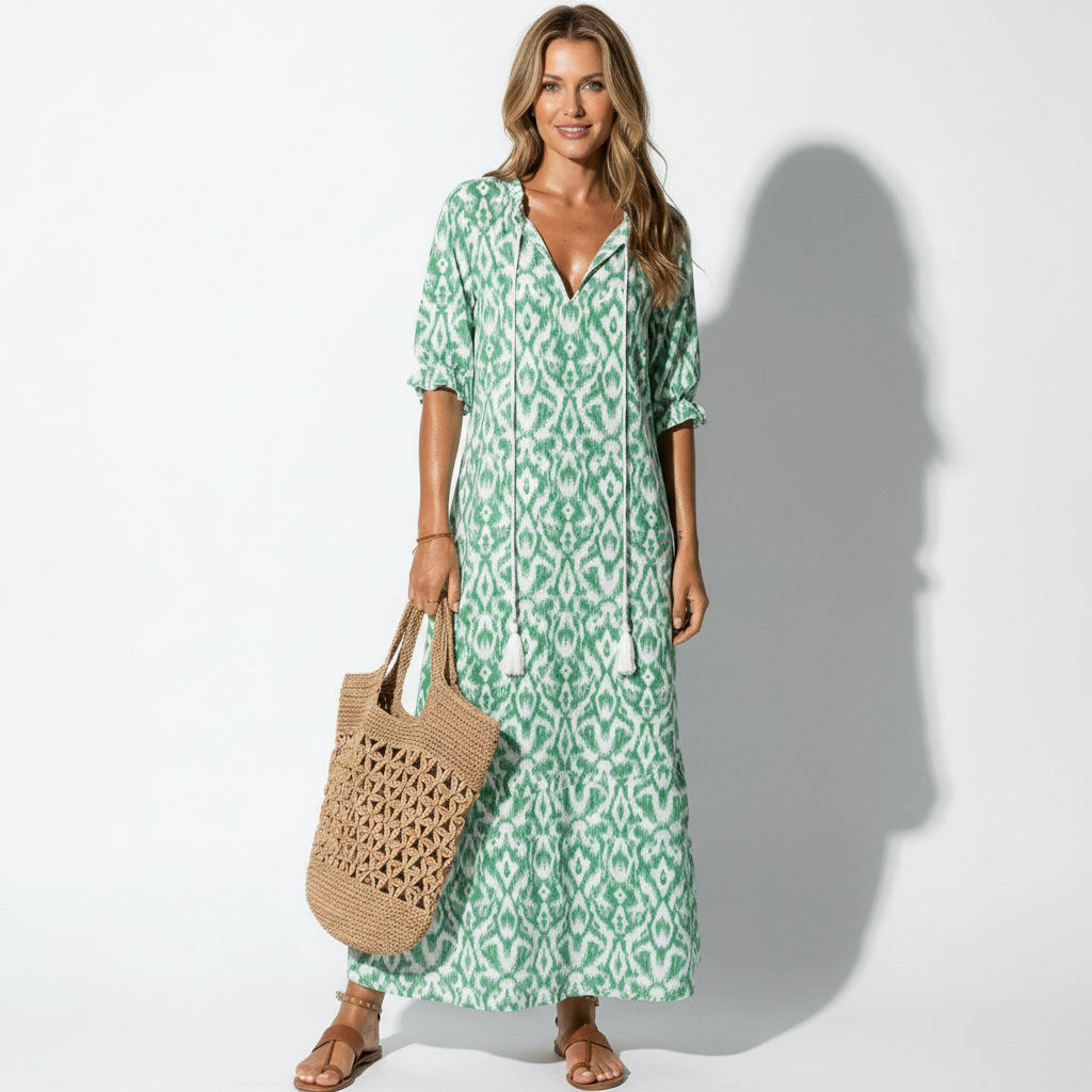 Riley floral maxi dress for women, front view