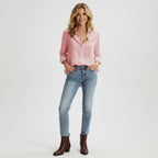 Lavinia linen blouse styled for smart-casual