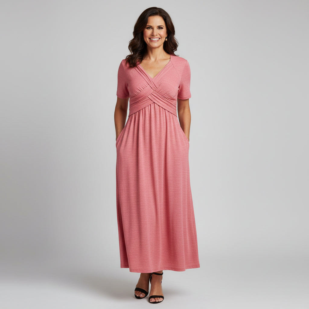 Lillian - Elegant Flowing V-Neck Midi Dress