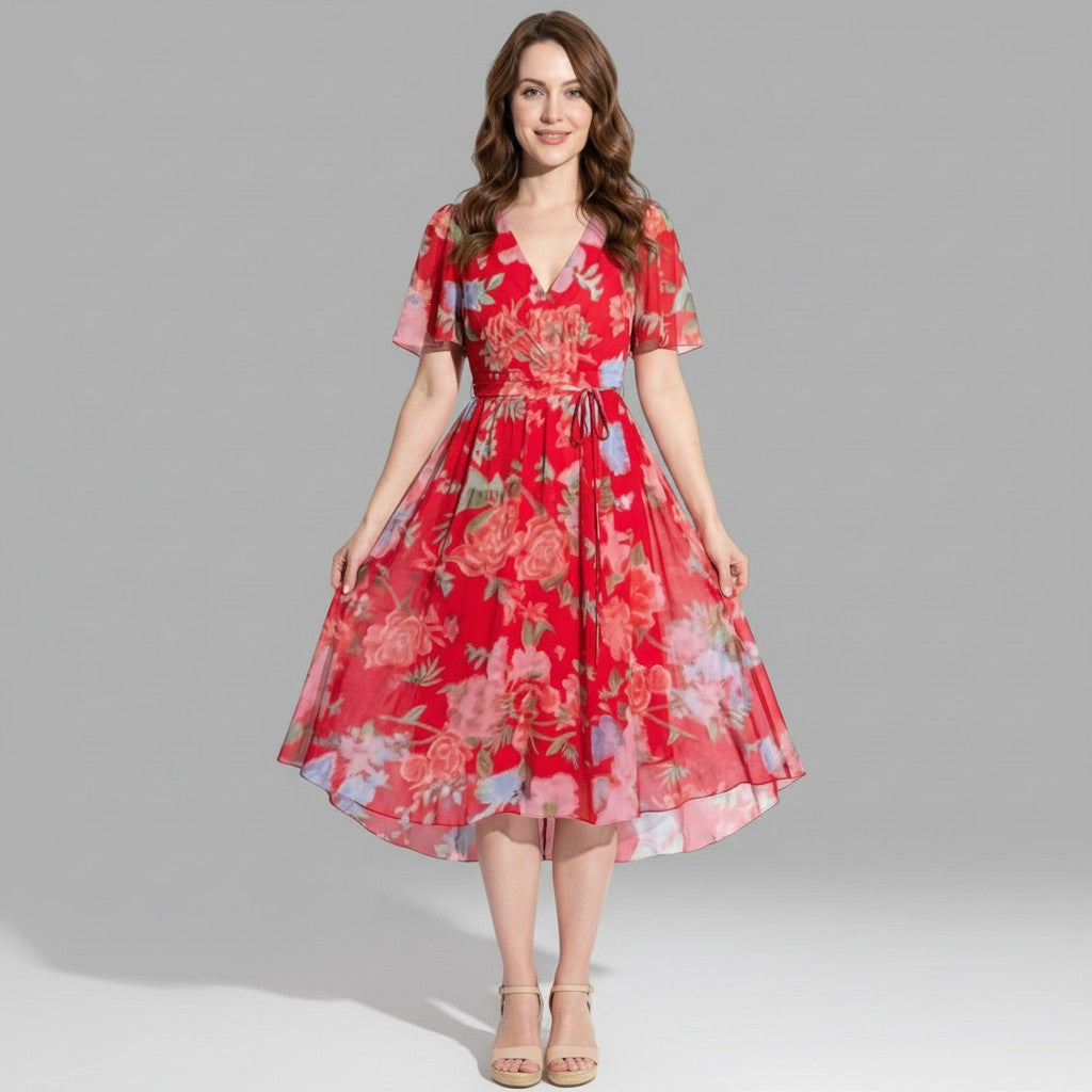 Celeste floral midi dress for women, front view