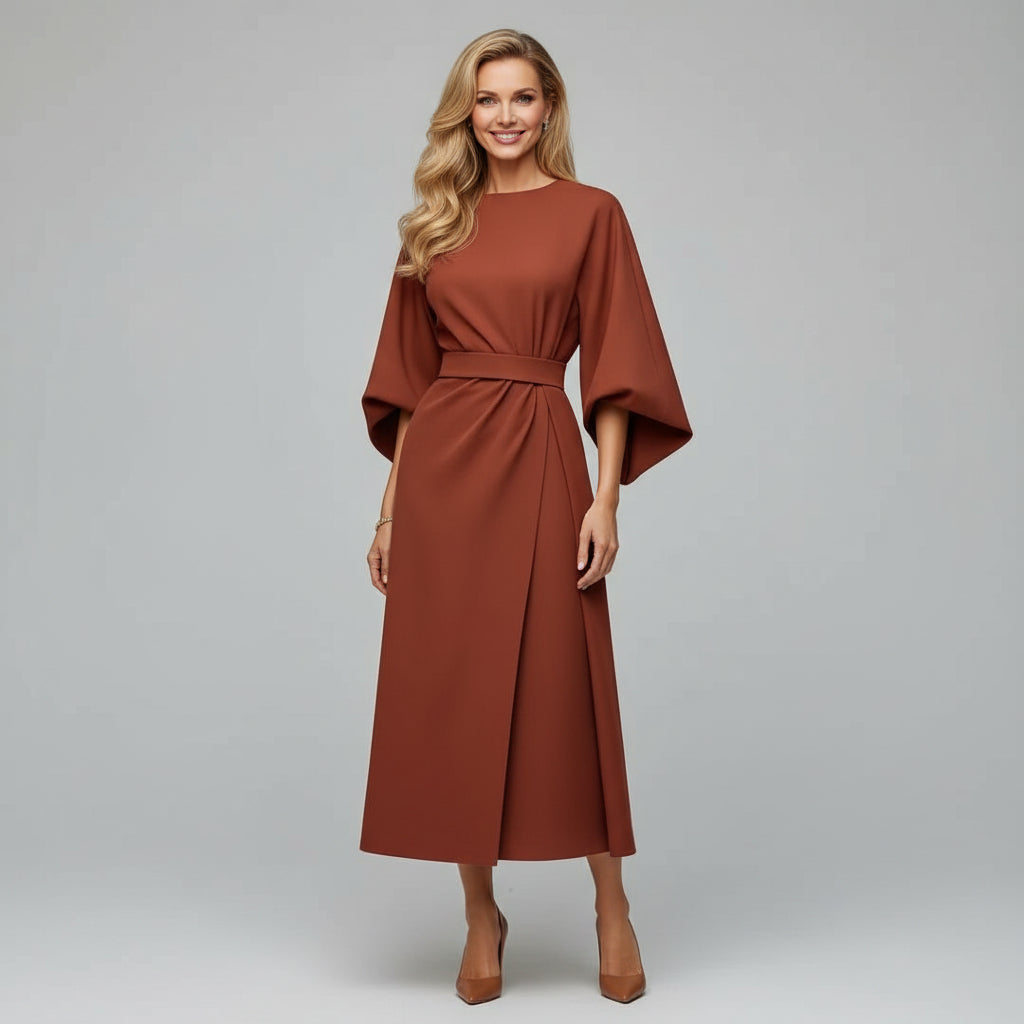 Eleanor - Elegant Belted Midi Dress