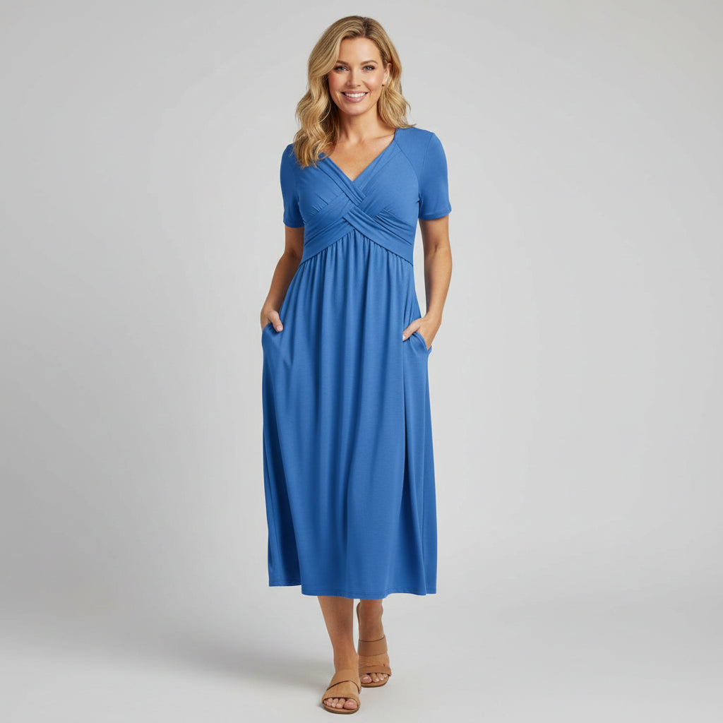 Lillian - Elegant Flowing V-Neck Midi Dress